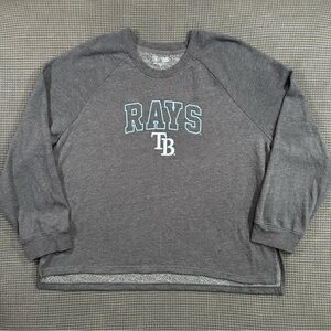 Tampa Bay Rays MLB Womens Sweatshirt Campus Lifestyle Gray High Low Pullover XXL